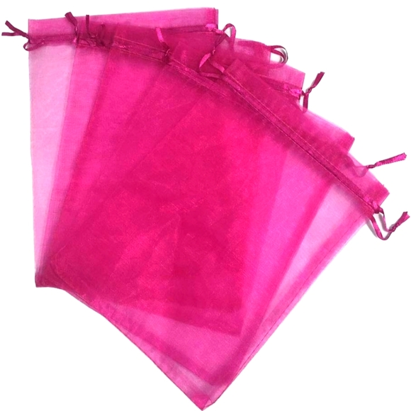 10 ct    12x16 XL  Hot Pink Sheer Organza  Bags Drawstring. - Picture 2 of 6